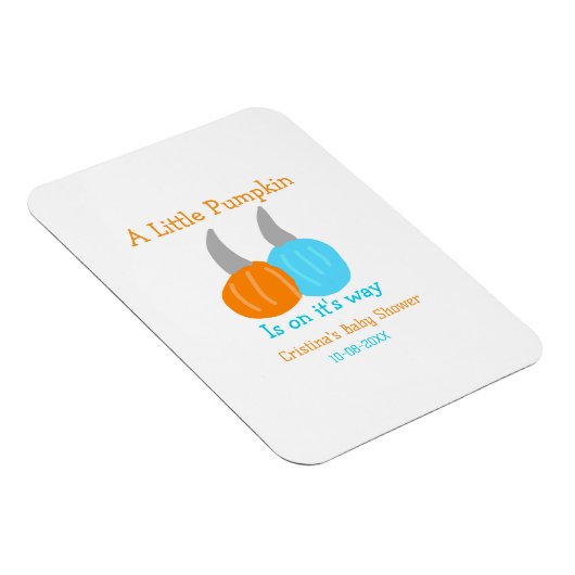 A little pumpkin is on it's way baby shower orange magnet (Rechte Seite)