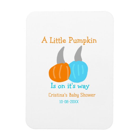 A little pumpkin is on it's way baby shower orange magnet (Vertikal)