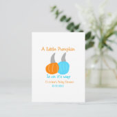 A little pumpkin is on it's way baby shower orange postkarte (Stehend Vorderseite)