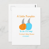 A little pumpkin is on it's way baby shower orange postkarte (Vorne/Hinten)
