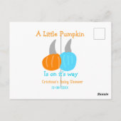 A little pumpkin is on it's way baby shower orange postkarte (Rückseite)