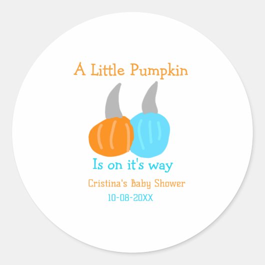 A little pumpkin is on it's way baby shower orange runder aufkleber (Vorderseite)