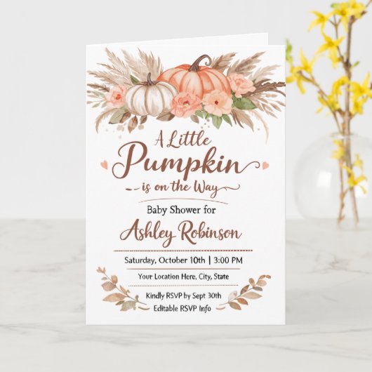 A Little Pumpkin Is on the Way Baby Shower Card  Karte (Gelbe Blume)