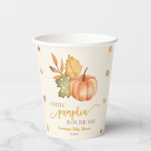 A Little Pumpkin Is On The Way! Baby Shower Pappbecher (Vorderseite)