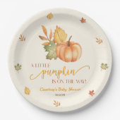 A Little Pumpkin Is On The Way! Baby Shower Pappteller (Vorderseite)
