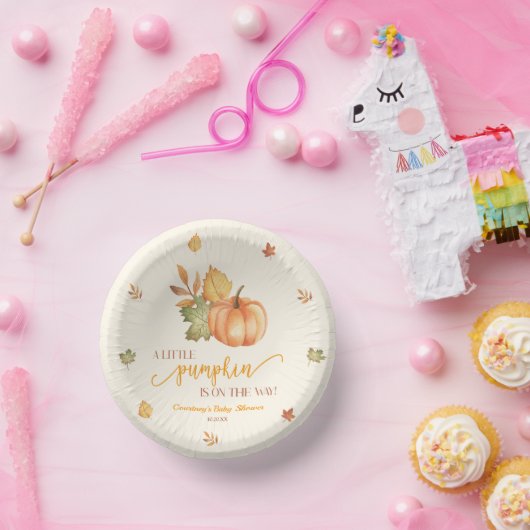 A Little Pumpkin Is On The Way! Baby Shower Pappteller (Party)