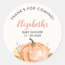 a Little Pumpkin is on the way, Baby Shower Runder Aufkleber