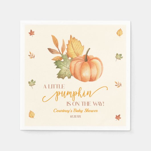A Little Pumpkin Is On The Way! Baby Shower Serviette (Vorderseite)