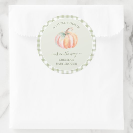 A Little Pumpkin is On The Way Fall Baby Shower Runder Aufkleber (Tasche)
