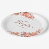 A Little Pumpkin Is On the Way Table Top Plaque Pappteller (Schrägansicht)