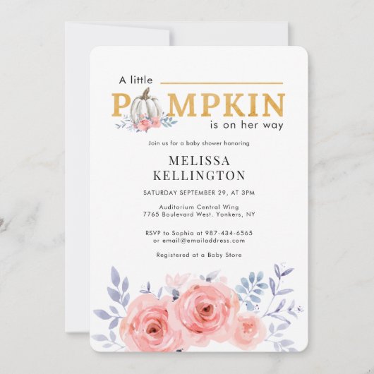 A Little Pumpkin on the Way Baby Shower Einladung (Vorderseite)