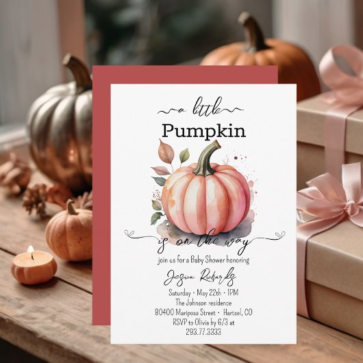 A Little Pumpkin Pink Baby Shower Invitation Einladung