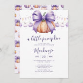 A Little Pumpkin Purple Baby Shower Einladung (Vorne/Hinten)