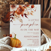 A Little Pumpkin Rusty Burgundy Floral Baby Shower
