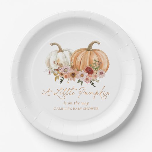 A Little Pumpkin Wildflower Baby Shower Pappteller (Vorderseite)