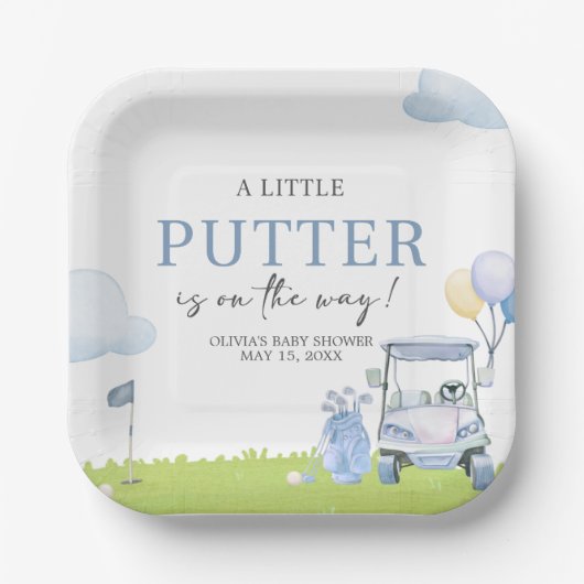A Little Putter Golf Baby Shower Pappteller (Vorderseite)