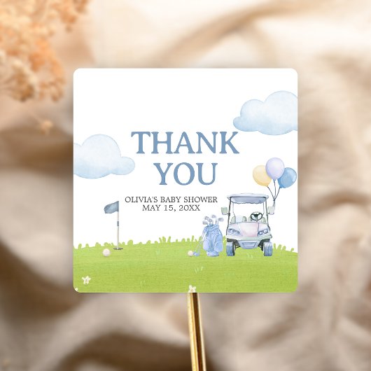 A Little Putter Golf Baby Shower Quadratischer Aufkleber