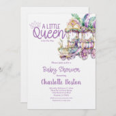 A Little Queen Mardi Gras Float Baby Shower Einladung (Vorne/Hinten)