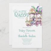 A Little Queen Mardi Gras Float Baby Shower Einladung (Vorne/Hinten)