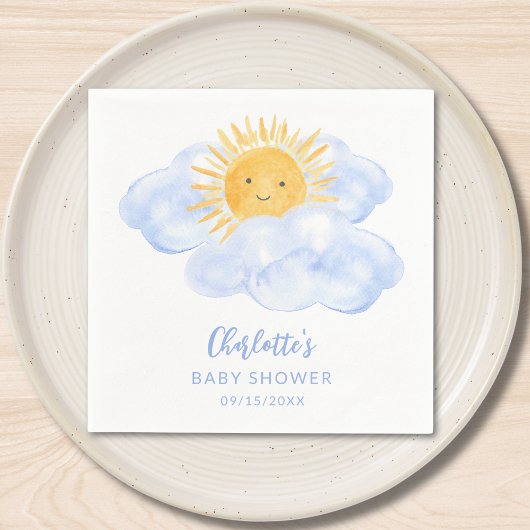 A Little Ray Of Sunshine Boy's Baby Shower Serviette