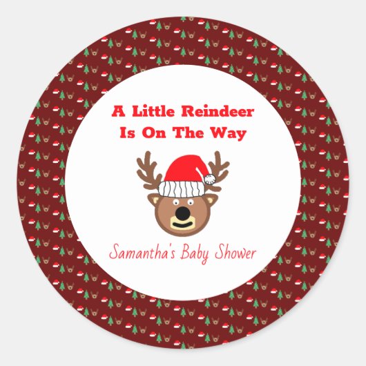 A Little Reindeer Is On The Way  Runder Aufkleber (Vorderseite)