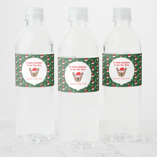 A Little Reindeer Is On The Way Wasserflaschenetikett (Flaschen)