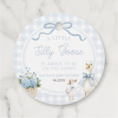 A Little Silly Goose Blue Floral Bow Baby Shower Geschenkanhänger (Rückseite)