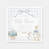 A Little Silly Goose Blue Floral Bow Baby Shower Serviette (Vorderseite)