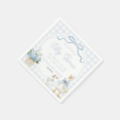 A Little Silly Goose Blue Floral Bow Baby Shower Serviette (Ecke)