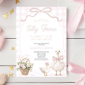 A Little Silly Goose Pink Bow Floral Baby Shower Einladung