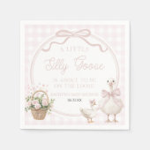 A Little Silly Goose Pink Floral Bow Baby Shower Serviette (Vorderseite)
