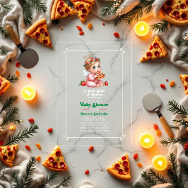 "A Little Slice of Heaven" Pizza-Thema Kinderdusch Acryleinladungen