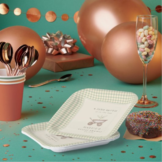 A Little Sprout is on the Way Baby Shower Pappteller (Multi)