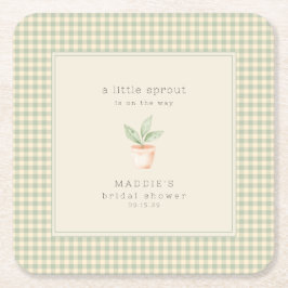 A Little Sprout is on the Way Baby Shower  Rechteckiger Pappuntersetzer