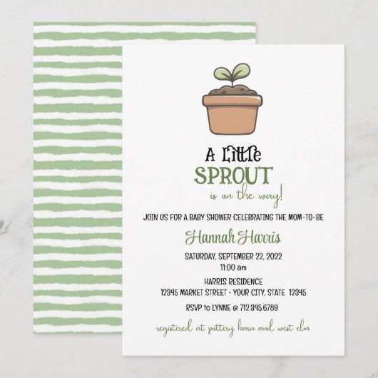 A Little Sprout on the Way Baby Shower Invitation Einladung (Vorne/Hinten)