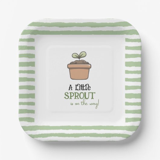 A Little Sprout on the Way Baby Shower Invitation Pappteller (Vorderseite)
