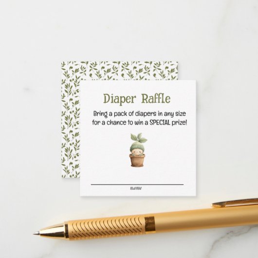A Little Sprout on the Way Diaper Raffle Card Begleitkarte (Vorderseite/Rückseite Beispiel)