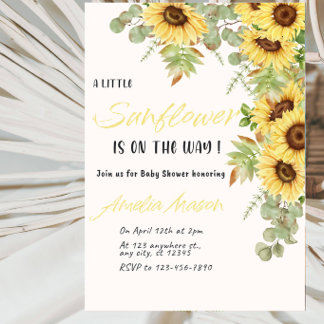 A Little Sunflower Is On The Way Baby Shower Party Einladung