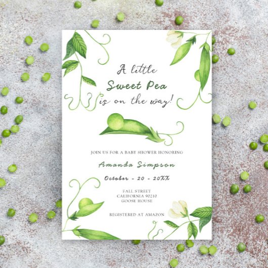 A Little Sweet Pea Is On The Way Baby Shower Einladung