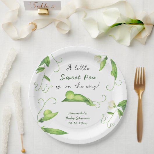 A Little Sweet Pea Is On The Way Baby Shower Pappteller (Hochzeit)
