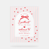 A Little Sweetheart Baby Shower Bow Welcome Acrylschild (Vorderseite)