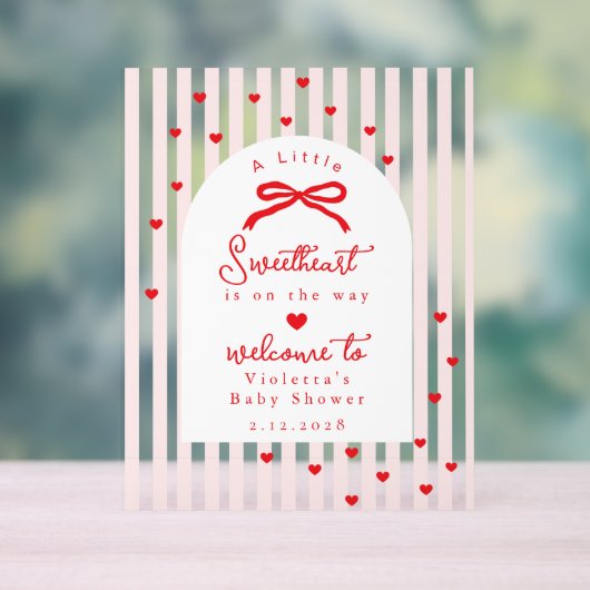 A Little Sweetheart Baby Shower Bow Welcome Acrylschild (Neutral)