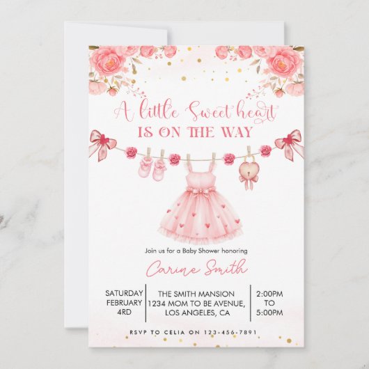 A  Little Sweetheart Baby Shower Invitation Einladung (Vorderseite)