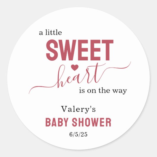 A little sweetheart Baby Shower Runder Aufkleber (Vorderseite)