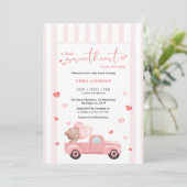 A Little Sweetheart Bear Valentine Baby Shower Einladung (Stehend Vorderseite)