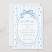 A Little Sweetheart Blue Bow Baby Shower Einladung (Vorderseite)