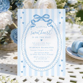A Little Sweetheart Blue Bow Baby Shower Einladung