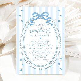 A Little Sweetheart Blue Bow Baby Shower Einladung