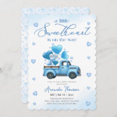 A little Sweetheart blue Truck Baby Shower Einladung (Vorne/Hinten)