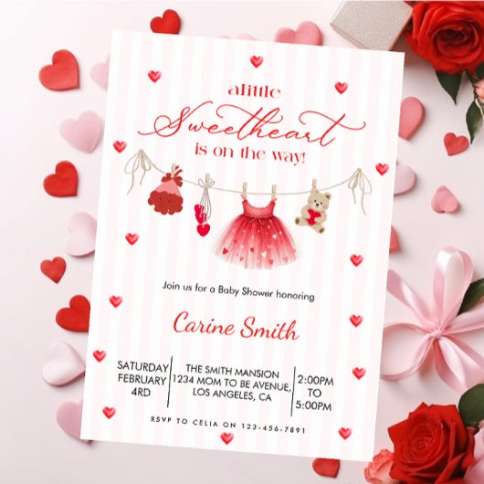 A  Little Sweetheart  Girl Baby Shower  Einladung